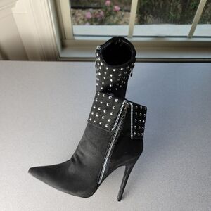 Style Shoes studded faux suede stiletto ankle bootie